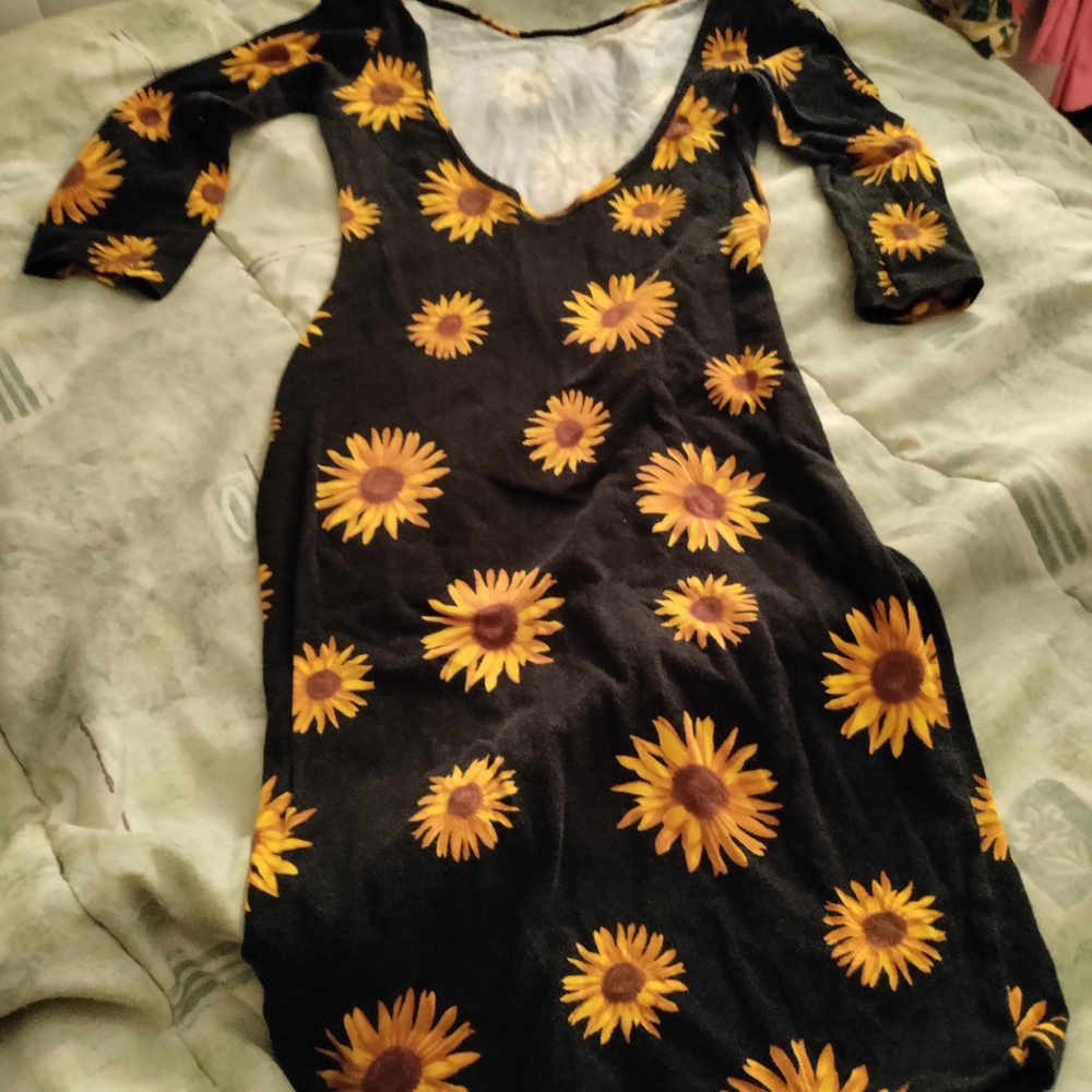 Black sunflower dress